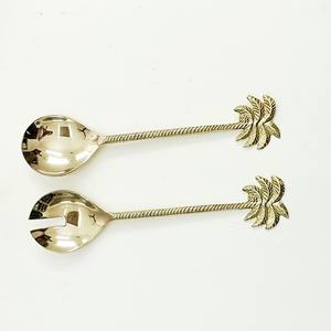 Ensemble de service à salade en acier inoxydable à poignée carrée et ronde Vaisselle plaquée or Ensemble de service décoratif pour aliments - Product Image 4