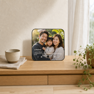 Aimant de réfrigérateur personnalisé en ABS écologique de qualité supérieure, 10x10cm, sans cadre, avec photo et musique - Product Image 4