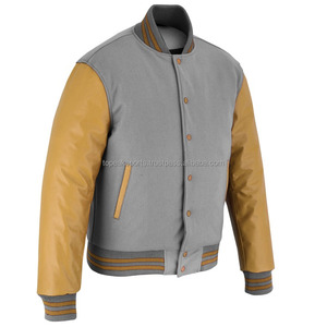 Blouson universitaire gris en laine avec manches dorées pour homme, modèle 2026, le plus vendu, 100 % haute qualité, faible MOQ, vestes chauffantes tendance - Product Image 5