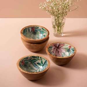 Ensemble de saladiers en bois design moderne ustensiles de cuisine polis de haute qualité vaisselle décorative pour la maison service de table à usage alimentaire - Product Image 2