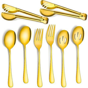 Colección brillante Heavy Duty Comprar en línea en la India Utensilios para servir de metal chapado en oro con juegos de cubiertos con mango rosa oscuro - Product Image 2