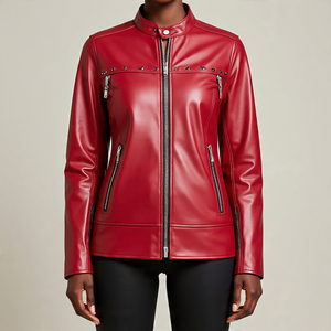 High Street Outdoor Ladies Letterman Chaqueta de cuero acolchada y acolchada con abrigo de punto de algodón - Product Image 6