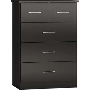 Modern 4 Piece <strong>Bedroom</strong> Sets <strong>Black</strong> <strong>Gloss</strong> Wardrobe Bedside Tables Storage Chest Strong Durable <strong>Furniture</strong> with Mirror - Product Image 3