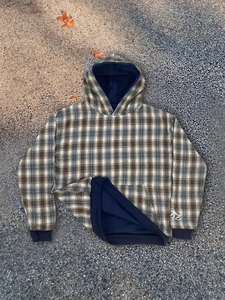 เสื้อฮู้ดบุซับในสำหรับผู้ชายเสื้อแบบสวมหัวแขนยาวพิมพ์ลายตัวอักษรสีน้ำเงินเข้มออกแบบได้ทุกฤดู - Product Image 2