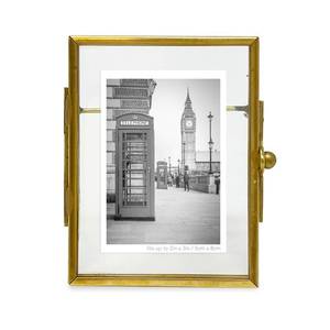 Cadre photo miniature décoratif de table en verre transparent de qualité supérieure avec bordure en laiton pour mariage, fleurs pressées, photo, décoration - Product Image 4