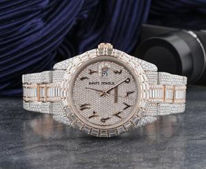 Luxury Two Tone Iced Out Moissanite <b>Watch</b> with Diamond Dial Hip Hop Jewellery Wristwatch - Product Image 5