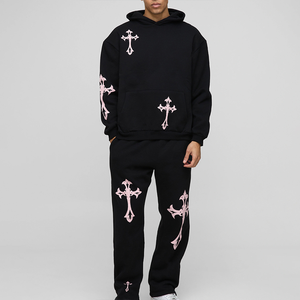 Survêtements décontractés en coton respirant à capuche pour l'hiver, très vendus, de haute qualité, couleur contrastée, jogging - Product Image 1