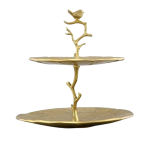 Soporte de Pastel de Dos Niveles de Latón con Acabado Dorado para Bodas, Cumpleaños, Herramienta para Pasteles y Soporte de Exhibición, Hecho a Mano y Personalizado - Product Image 2