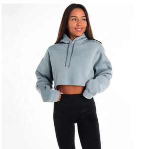 Sudaderas con capucha y sudaderas personalizadas para mujer Sudadera con capucha informal para mujer Sudadera con capucha recortada de gran tamaño para mujer 100% algodón - Product Image 2