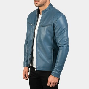 Chaqueta de cuero para hombre de la mejor calidad, chaqueta de cuero Pu delgada con cuello levantado, cremallera de solapa de calle alta - Product Image 5