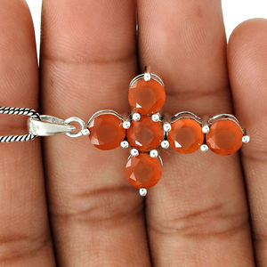 # Pendentif croix # Pierre précieuse cornaline # Bijoux religieux Design moderne Meilleure qualité en argent sterling 925 Design personnalisé Fabricant - Product Image 2