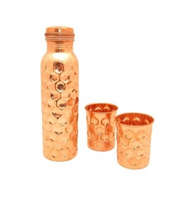 Fournisseur de bouteille simple fantaisie en cuivre martelé maison école bureau utilisation eau potable bouteille en cuivre fait main bouteille robuste - Product Image 5