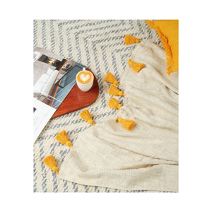 Brown Trendy Premium Fleece Printed Jacquard Ribbed 60x80in Plush Feel Waterproof Fairtrade India Winter Ready <b>Couch</b> <b>Throw</b> - Product Image 5