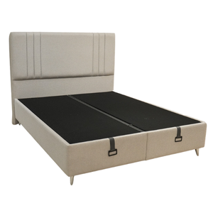 Cadre de lit rembourré sur mesure en argent avec mécanisme de rangement sous le lit, plateforme durable, fabricant de lits en gros - Product Image 2