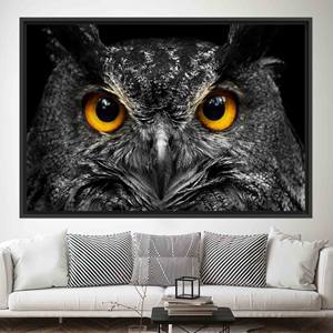 ศิลปะบนผืนผ้าใบรูปนกฮูกสุดหรู: ภาพพิมพ์ตกแต่งผนังรูปสัตว์สำหรับบ้าน,1P:กรอบสีดำ - Product Image 1