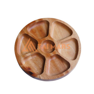 Bol de service en bois d'acacia écologique Plat de présentation plat naturel pour hôtels et restaurants - Product Image 1