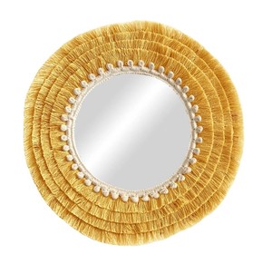 Espejo Redondo con Flecos de Colores Oscuros de Alta Calidad, Espejo de Algodón, Decoración de Pared Estilo Boho - Product Image 2