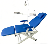 Fauteuil dentaire pliable portable avec égouttoir, lampe LED et plateau à instruments en option pour usage clinique