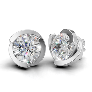 Boucles d'oreilles clous en diamant de laboratoire certifié IGI, taille ronde, monture closée, en or 18 carats, avec fermoir à vis - Product Image 1