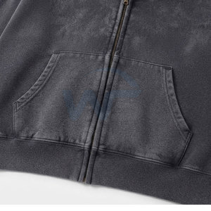 Sudadera con capucha informal con cremallera, efecto desgastado por el sol, para hombre, estilo urbano relajado, para uso diario y actividades al aire libre. - Product Image 4