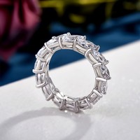 Anillo de Boda de Moissanita con Corte Marquesa de 2x3mm, Apilable, de Plata Esterlina 925