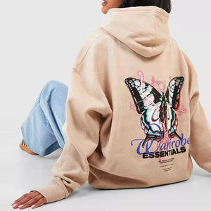 Sweat à capuche surdimensionné pour femmes de grande taille de haute qualité avec logo personnalisé/2024 Qualité OEM Sweat à capuche en coton éponge français en polaire unie pour femmes - Product Image 3