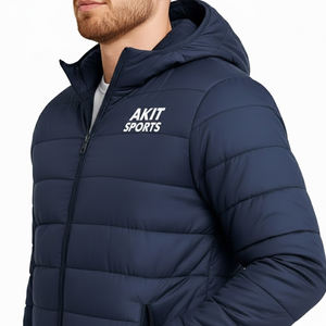 Veste d'hiver matelassée à capuche de haute qualité, nouvelle conception, vente en gros, pour hommes, marque privée, coupe-vent, respirante, logo frontal - Product Image 6