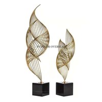 Luxueux qualité forme ronde marbre blanc et argent brillant poli métal Base support Sculpture décor à la maison Accents fournitures