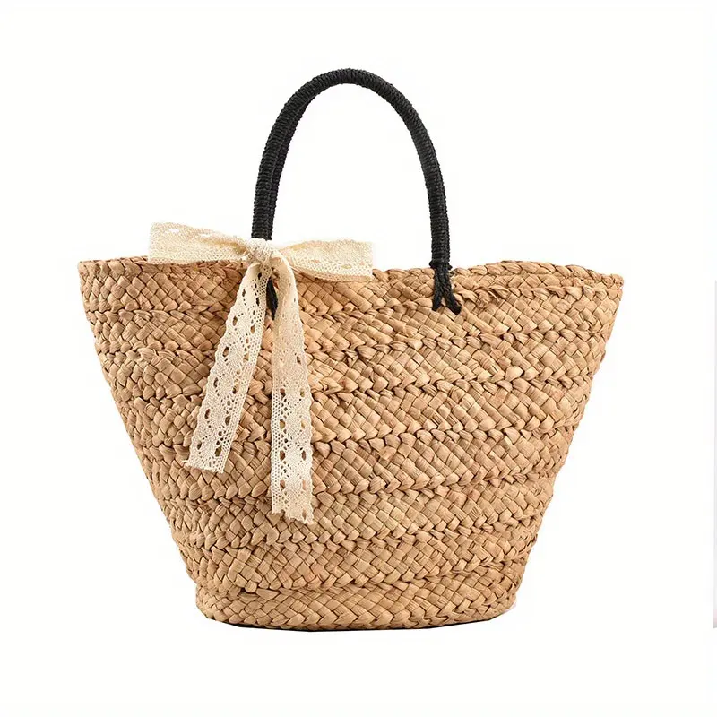 Wholesale Hand Woven Women's Straw Handbags Summer Beach Holiday Single Shoulder Straw Tote Bag