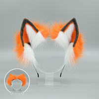 E0047 Bandeau réaliste en fausse fourrure avec oreilles de renard, serre-tête fait main avec oreilles d'animaux, accessoire mignon pour cosplay et conventions d'anime