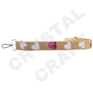 Courroie de sac à main perlée de coeur sangles de sac de perle de graine d'or blanc personnalisées sangle perlée personnalisée pour sacs - Product Image 1