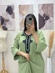 Green Traditional Muslim Crepe Abaya Long Sleeve Animal Print Breathable Ethnic Robe <b>Loose</b> Fit Women Islamic <b>Dress</b> for Daily - Product Image 2