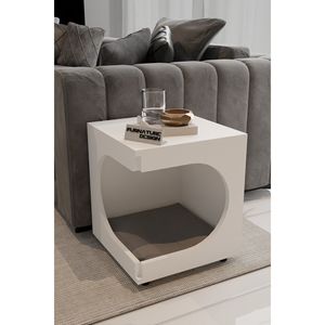 Maison pour animaux de compagnie moderne de style extérieur avec coussin élégant gris-blanc avec lit pour chat et chien et table basse mobilier blanc-gris - Product Image 5