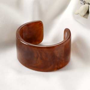 Handcrafted Glossy Resin Cuff Bracelet Elegant Wide Kada Open Bangle Wrist <b>Jewelry</b> Resin Craft Fashion Statement for Women - Product Image 3