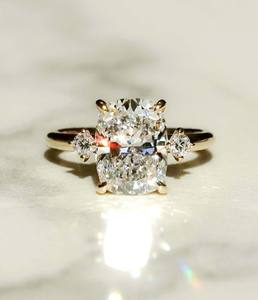 Lab Grown Diamond Cushion Cut Solitaire Compromiso Anillos DE BODA 925 Plata 10K/14K/18K Oro sólido IGI Certificado Moissanite - Product Image 1