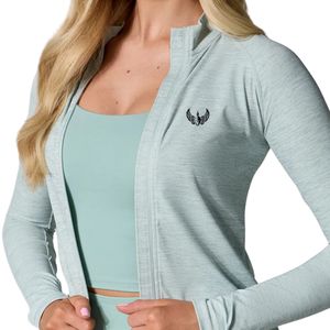 Chaqueta Deportiva Transpirable para Mujer, Color Verde Menta, con Cierre Completo, Cuello Alto, para Entrenamiento Físico - Product Image 4