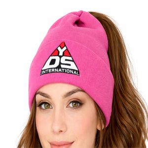 Gorro de Punto con Cola de Caballo para Mujer, con Logotipo Personalizado, Gorro de Invierno Cálido para Mujer - Product Image 1