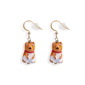 Orecchini pendenti Cucocuca fatti a mano 610250200 con graziose figure in ceramica e cordoncino in acciaio inossidabile per uso quotidiano, spedizione UE in 48 ore - Product Image 1