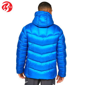 En couleur bleue Impression par transfert de chaleur Veste bouffante Vêtements de style tendance Veste d'hiver ajustée chaude - Product Image 3