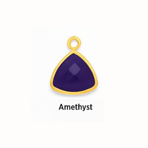 Breloques de pierres précieuses de triangle à facettes dans une lunette plaquée argent, composants de bijoux de pierre de naissance faits à la main en bijoux de base en argent sterling - Product Image 6