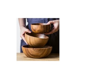 Bol en bois rond naturel cuisine écologique bols à salade en bois dîner servant à bas prix - Product Image 6