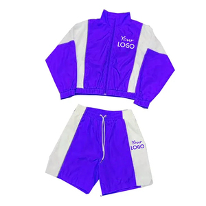 Chándales cortavientos de dos piezas de nailon con cremallera, ropa de calle, pantalones cortos cortavientos para hombre y conjuntos de chaqueta, chándal corto - Product Image 4