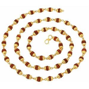 Rudraksha Mala pulido con Shiv Trishul & Damru Colgante Estilo tradicional - Product Image 3