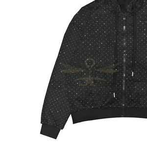 Tamaño adulto 100% algodón Rhinestone Sudadera con capucha transpirable manga larga Rhinestone Sudadera con capucha de calidad superior Rhinestone Sudadera con capucha - Product Image 5