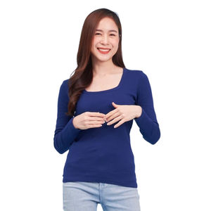 Top meilleure vente été respirant femmes T-Shirt 100% coton tissu col carré manches courtes t-shirts - Product Image 3