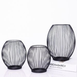 Bougeoirs votifs en métal noir avec fil de fer pour le salon et la salle à manger Bougeoir décoratif - Product Image 5