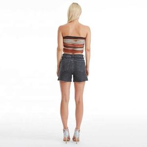 Short en jean foncé taille haute personnalisé pour femmes, jean brodé respirant - Product Image 6