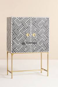 Mesita de noche decorativa con incrustaciones de hueso para almacenamiento funcional de dormitorio y consola con incrustaciones de hueso de estilo doméstico de lujo de Tradebyd - Product Image 4