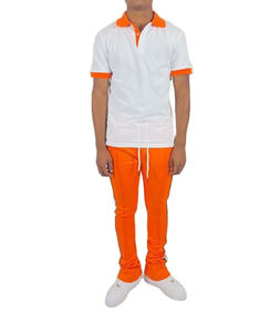 ชุดวอร์มแขนสั้น2ชิ้นสำหรับผู้ชาย,ชุดเสื้อโปโลพร้อมกางเกงเรียงกันสำหรับฤดูร้อนชุดกีฬาสีพื้น2ชิ้นล่าสุด - Product Image 2