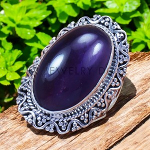 Anillos de aspecto tradicional de Plata de Ley 925 con piedras preciosas de amatista, joyería fina hecha a mano - Product Image 2